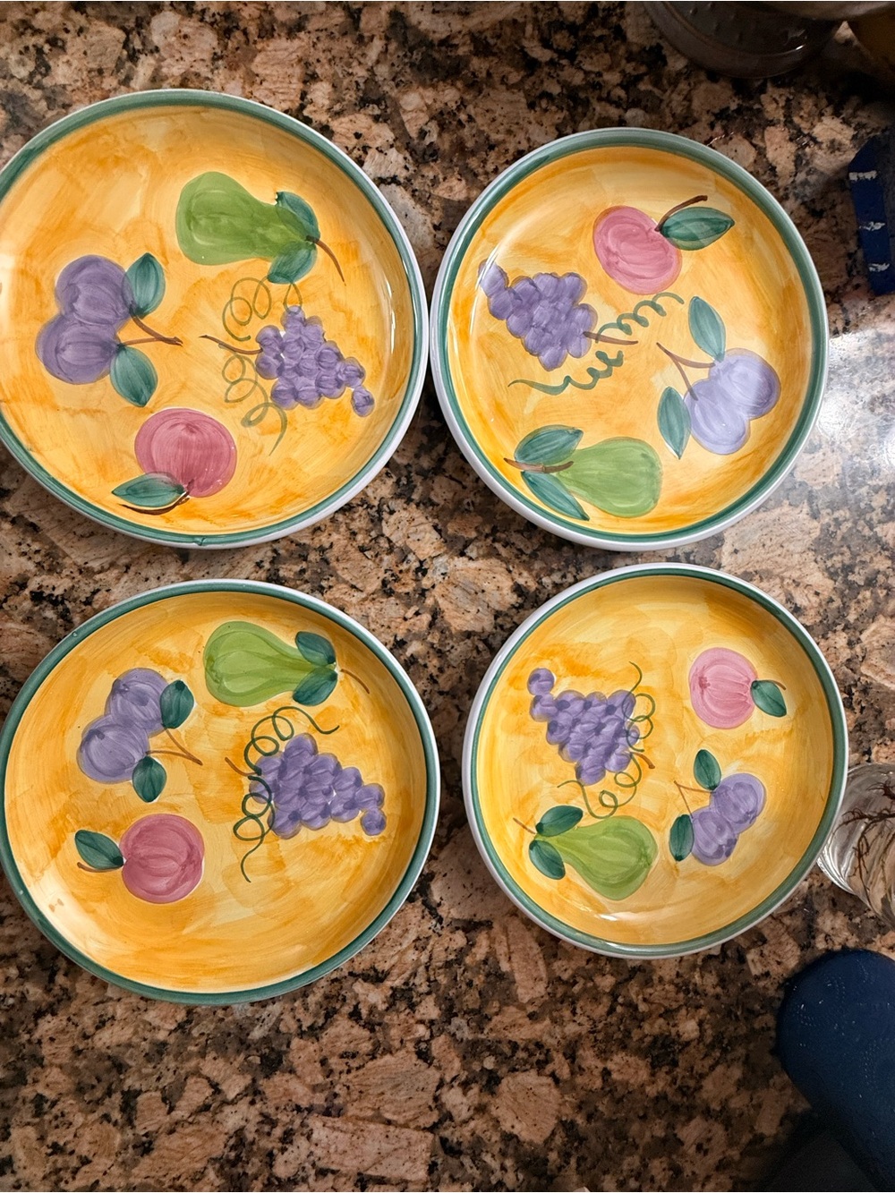 Caleca Frutta Salad Plate Fruit Hand Painted Italy 8" Set of 4 Made In Italy